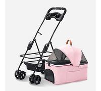 Cochecito de Viaje for Mascotas, Cochecito for Perros, Carrito de Transporte Plegable saliente, Azul (Color : Roze)