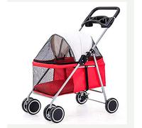 Cochecito De Viaje for Mascotas Cochecito Plegable for Mascotas Cochecito for Perros Grande 4 Ruedas A Prueba De Golpes Durable Lavable,Red (Color : Rosso)