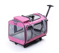 Cochecito de Viaje for Mascotas, Cochecito Plegable for Mascotas, Gato, Perro, Carrito extraíble, Ruedas de Viaje, 4 Ruedas, portátil, práctico, Azul (Color : Roze)