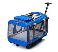 Cochecito de Viaje for Mascotas, Cochecito Plegable for Mascotas, Gato, Perro, Carrito extraíble, Ruedas de Viaje, 4 Ruedas, portátil, práctico, Azul (Color : BLU)