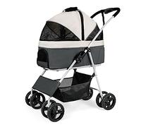 Cochecito de Viaje for Mascotas, Cochecito Plegable for Mascotas, transportador de Viaje for Perros y Gatos, Carrito de Transporte con Parte Superior Ajustable, Gris (Color : Gray)