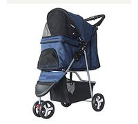 Cochecito de Viaje for Mascotas, Cochecito Plegable portátil de 3 Ruedas for Mascotas, Fuerte y Transpirable for Perros y Gatos, Gris (Color : BLU)
