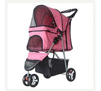 Cochecito de Viaje for Mascotas, Cochecito Plegable portátil de 3 Ruedas for Mascotas, Fuerte y Transpirable for Perros y Gatos, Gris (Color : Roze)