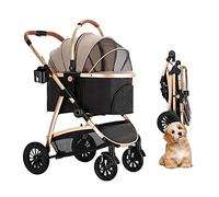 Cochecito de viaje plegable 3 en 1, portavasos, cochecito para perros para gatos medianos, cochecitos para perros, transportadores y cochecitos para gatos, carrito grande para mascotas, ventana tran