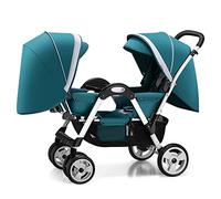 Cochecito doble en tándem for bebés y niños pequeños, cochecito doble paraguas ligero con marco de aluminio y cesta de almacenamiento, cochecito for niños pequeños con paisaje alto for gemelos uno al