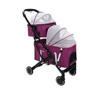 Cochecito doble para mascotas para 2 perros y gatos 2 en 1 Cochecitos para perros extraíbles de dos capas Cochecito de viaje plegable para gatos Amortiguador Cochecito de lujo Toldo ajustable (azul)