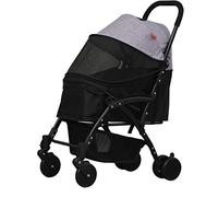 Cochecito doble para perros Carro para mascotas Carro plegable con 4 ruedas para perros gatos Rotación de 360 ° Rueda delantera Cochecito de viaje para mascotas Plegado rápido Carga máxima 15 kg Mas