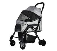 Cochecito doble para perros Carro para mascotas Carro plegable con 4 ruedas para perros gatos Rotación de 360 ° Rueda delantera Cochecito de viaje para mascotas Plegado rápido Carga máxima 15 kg Mas