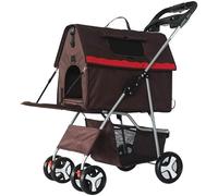 Cochecito doble para perros Cochecito para mascotas Cochecito de viaje Sentado Acostado Carrito de paseo ligero y plegable Bolsa para transportar perros y gatos Silla de paseo para actividades al ai