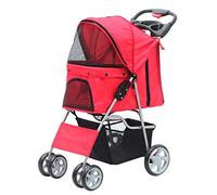 Cochecito doble para perros Cochecito para mascotas Cochecito grande para perros 4 ruedas Carro para perros Cochecito de viaje para mascotas Portabebés plegable Cochecito de viaje para mascotas (A)