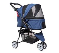 Cochecito doble para perros Cochecito para perros Cochecito para mascotas Cochecito a prueba de viento Cochecito para perros para mascotas Cochecito plegable de 3 ruedas Porta mascotas Carro para pa