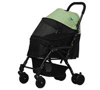 Cochecito doble para perros Pet Roadster Trolley Art 4 ruedas Cochecito plegable para perros Rotación de 360° Rueda delantera Cochecito de viaje para mascotas Plegado rápido Carga máxima 15 kg (F) (