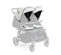 Cochecito doble Roma Gemini, paquete de colores - Dálmata - Compacto, lado a lado, para recién nacidos, 69 cm de ancho, 22 kg por asiento, arnés magnético, ruedas antipinchazos, protector de lluvia