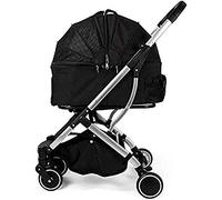 Cochecito duradero para perros resistente a los golpes, orientable, grande, giratorio, cochecito para gatos, cochecito para perros para viajar (negro) (negro)