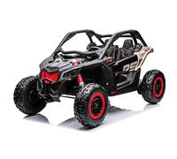 Cochecito eléctrico para niños de 12 V Can-am Maverick, negro, suspensión delantera y trasera, coche eléctrico 4x4 para niños con mando a distancia de 2,4 GHz, batería portátil, 4 motores de 35 W,