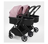 Cochecito for niños pequeños for gemelos uno al lado del otro, 2 cochecitos individuales desmontables Cochecito doble con moisés reversible, dosel ajustable, for niños de 0 a 3 años ( Color : Pink-1 )