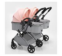 Cochecito for niños pequeños for gemelos uno al lado del otro, 2 cochecitos individuales desmontables Cochecito doble con moisés reversible, dosel ajustable, for niños de 0 a 3 años ( Color : Pink-2 )