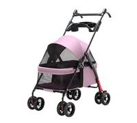 Cochecito for Perros Cochecito for Mascotas Cochecito De Viaje for Gatos Carro Plegable, Cochecito for Perros con Bandeja Portavasos, Cochecitos for Perros Pequeños, Mango Ajustable(Pink)