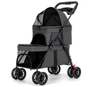 Cochecito For Perros Pequeños, Carro para Perros con Ruedas Giratorias De 360° Y Portavasos, Apto For Exteriores.(Black)