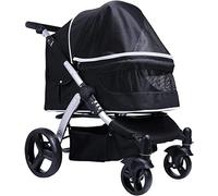 Cochecito grande para perros - Ideal para transportar gatos - Cochecito de viaje transpirable para perros - Mango ajustable - Carrito de cochecito