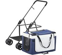 Cochecito ligero para perros para 2 perros, gatos, cachorros y gatitos, cochecito transpirable, cochecito para mascotas desmontable, carrito plegable (rojo) (azul)