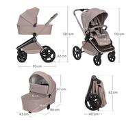 Lionelo Freya Carrito Bebé 2en1 (0-4 Años, 0-22 Kg), Capazo Plegable y Silla de Paseo, Plegable, Suspensión y Ruedas PU, Capota UPF50+, Hebilla Magnética, Ventilación, Accesorios, Adaptadore