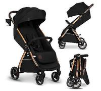 LIONELO INGRID Silla de paseo hasta 22 kg de 6 meses a 4 años Grandes ruedas giratorias 360° Suspensión total Se puede plegar con una mano Respaldo y reposapiés ajustables Capota XXL grande (Black)