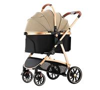 Cochecito mediano para perro/gato/mascota, portátil, plegable, marco de aluminio, cochecito de viaje para perros y gatos - Cochecito para mascotas champán premium