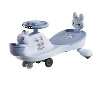 Cochecito oscilante, Wiggle Car Música Luz Coches oscilantes Rueda con Destello silencioso Movimiento Giratorio for Conducir A Partir de 1 año Tarjeta oscilante(BLU,No Push Handle)