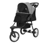 Cochecito para Mascotas 3 Ruedas Plegable | Perros y Gatos hasta 22 kg | Ruedas Antipinchazos 30.5 cm | Capota Ajustable | Cubierta Lluvia | Cesta y Bolsa Caddy | Gris