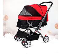 Cochecito para mascotas, cochecito de 4 ruedas para perro/gato/mascota, carrito de mango reversible, a prueba de golpes, duradero, dirección ajustable, instalación rápida plegable con un solo clic,