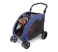 Cochecito para mascotas Cochecito grande para mascotas Cochecito plegable para perros gigante Cochecito plegable para perros grande Se puede frenar La rueda delantera se puede girar (rojo) (Azul)