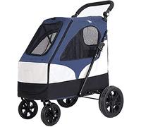 Cochecito para mascotas Cochecitos para perros grandes Cochecito para perros plegable de viaje liviano de 4 ruedas con bolsa de almacenamiento La rueda delantera se puede girar 360 ° para mascotas (