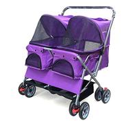 Cochecito para mascotas con asiento doble, nido para dormir, cama para coche, carrito ligero, plegable, extraíble y lavable, gatos, perros, cuidado amplio, carrito para mascotas, carga máxima de 60