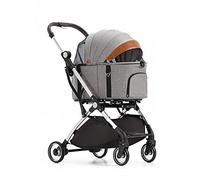 Cochecito para mascotas para gatos, perros, cochecitos para mascotas para perros pequeños y medianos, cochecito para perros separable, carrito de viaje plegable ligero de 4 ruedas (gris a) (gris a)