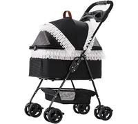 Cochecito para mascotas para perros y gatos, carrito plegable de viaje para mascotas con 4 ruedas separables, carrito de transporte desmontable para perros y gatos de primera calidad con portavasos