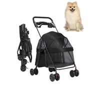 Cochecito para mascotas para perros y gatos medianos, carrito de viaje ligero con ruedas giratorias de 360°, ventana de malla, soporta hasta 44 libras, perfecto para paseos y aventuras (negro)