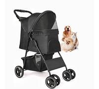 Cochecito para mascotas Perro grande Cochecito extra grande Diseño plegable Mango ajustable 360 ° Rueda delantera universal Cochecito para perros con bolsillo,1