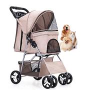 Cochecito para mascotas Perro grande Cochecito extra grande Diseño plegable Mango ajustable 360 ° Rueda delantera universal Cochecito para perros con bolsillo,8