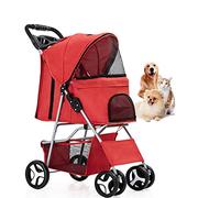 Cochecito para mascotas Perro grande Cochecito extra grande Diseño plegable Mango ajustable 360 ° Rueda delantera universal Cochecito para perros con bolsillo,2