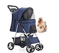 Cochecito para mascotas Perro grande Cochecito extra grande Diseño plegable Mango ajustable 360 ° Rueda delantera universal Cochecito para perros con bolsillo,3