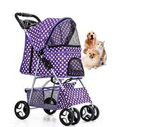 Cochecito para mascotas Perro grande Cochecito extra grande Diseño plegable Mango ajustable 360 ° Rueda delantera universal Cochecito para perros con bolsillo,16