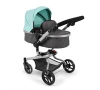 Cochecito para muñecas Yolo 2 en 1 para niños de 4 a 8 años, Melange | Gran carrito de muñecas 2 en 1 con deslizador giratorio y asiento reversible. Jeans Gris, mango flexible 46-82 cm, 4-8 J.