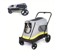 Cochecito para perro extra grande con cubierta para lluvia y cochecito para perro de 4 ruedas