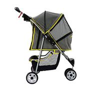 Cochecito para perros, carrito de paseo, cochecitos para perros medianos/gatos, cochecito de paseo para perros, cochecito para mascotas con cesta de almacenamiento grande, fácil de plegar (azul) (am