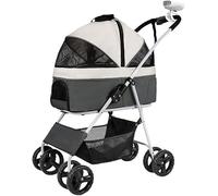 Cochecito para perros Cochecito para perros medianos y pequeños, 44.1 lbs, plegable, cochecito para gatos, transpirable, bolsa de red de gran capacidad, cochecito para mascotas con ventilador para c