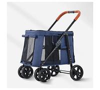 Cochecito para perros Cochecitos para perros grandes Premium Pet 4 ruedas Pet Gear Cochecito para mascotas para gatos, perros y más, carrito plegable para pasear (gris claro) (azul)