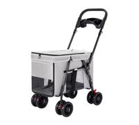 Cochecito Para Perros Gatos Exterior Cochecito Plegable Para Mascotas Con 4 Ruedas, Portátil Para Perros Portavasos, Para Gatos Para Medianos Y Grandes(Grey)