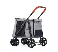 Cochecito para perros grande Cochecitos para perros grandes Premium Pet 4 ruedas Pet Gear Cochecito para mascotas para gato, perro y más carrito plegable (azul) (gris a)