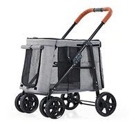 Cochecito para perros grande Cochecitos para perros para perros grandes Carro para múltiples mascotas y gatos Carro plegable para 2 gatos Cochecito ideal para viajes con mascotas gemelas o múltiples